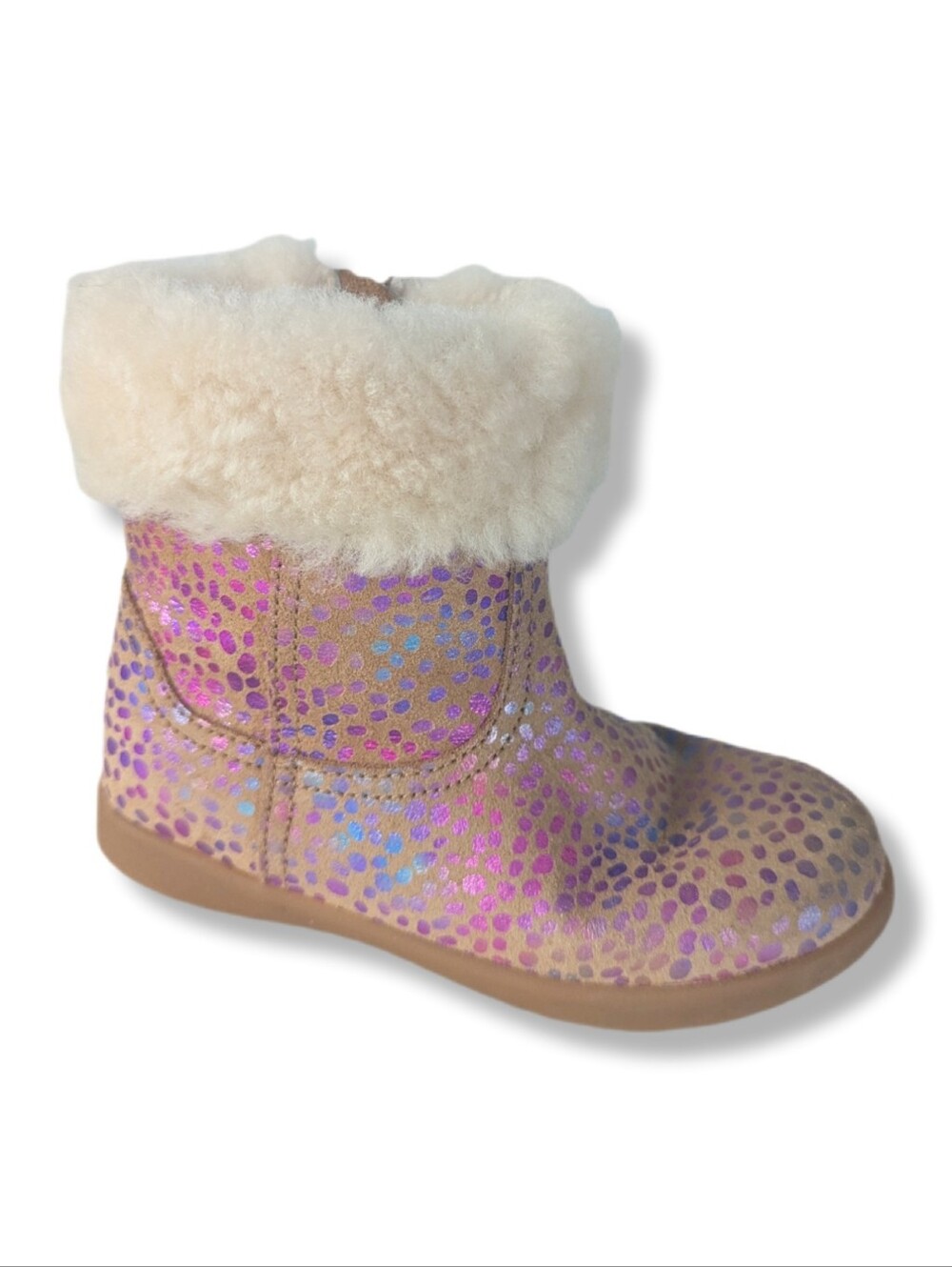 UGG Girls Jorie II Metallic Rainbow Dots Zipper Detail Winter Boots